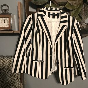 Black and White Striped Blazer